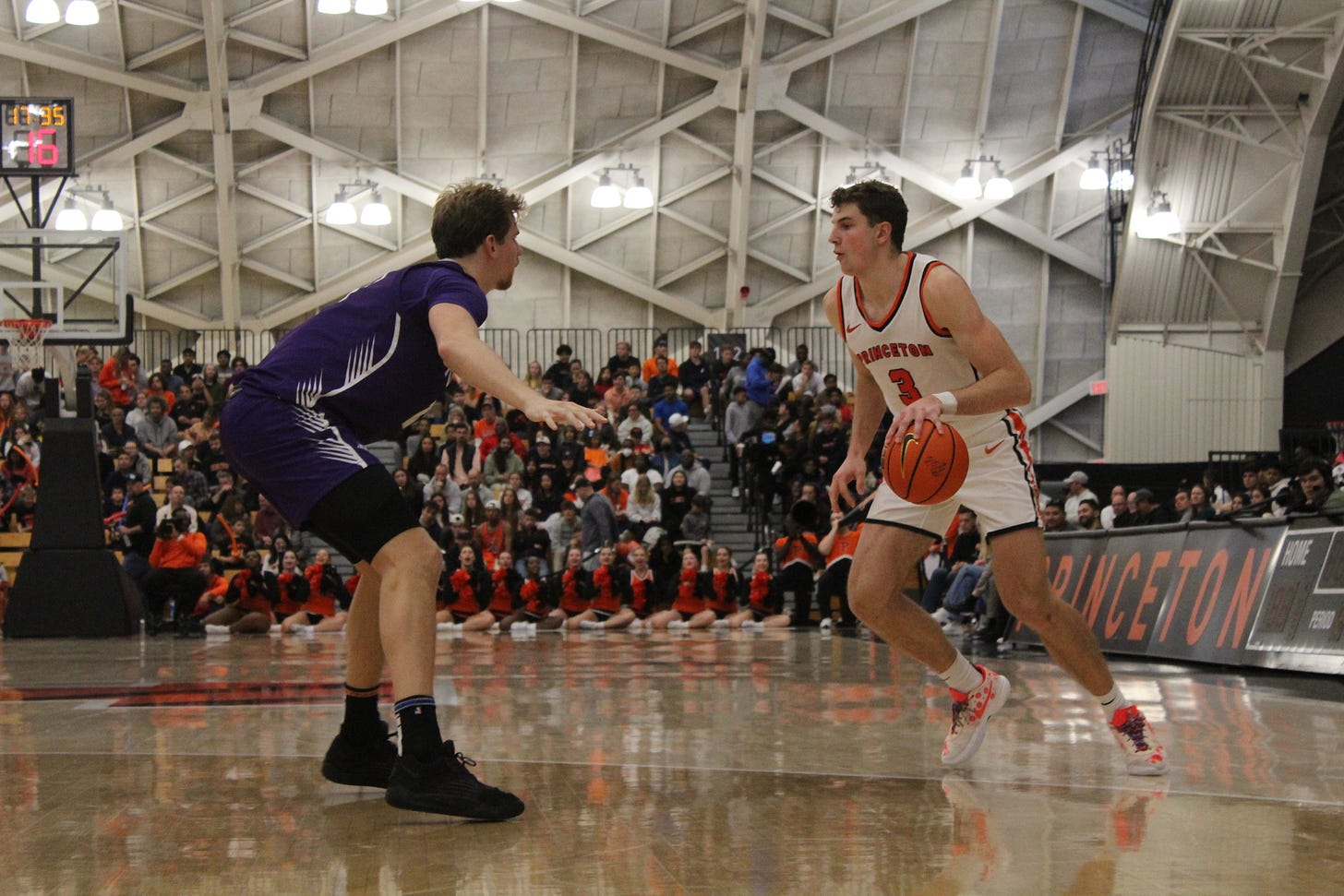 Caden Pierce dribbles during Princeton’s game against Furman on Dec. 2, 2023. (Photo by Adam Zielonka) Caden Pierce dribbles during Princeton’s game against Furman on Dec. 2, 2023. (Photo by Adam Zielonka)