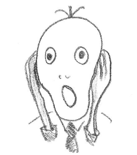 My reaction at the sight of a blank page. Picture by Terry Freedman