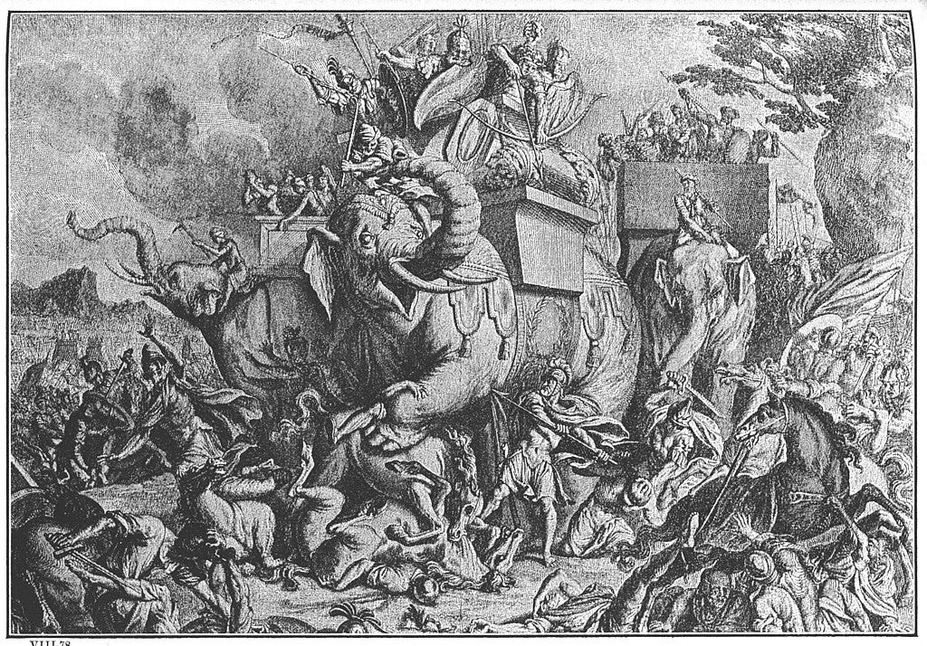 Picture of war elephants and fighters Picture of war elephants and fighters