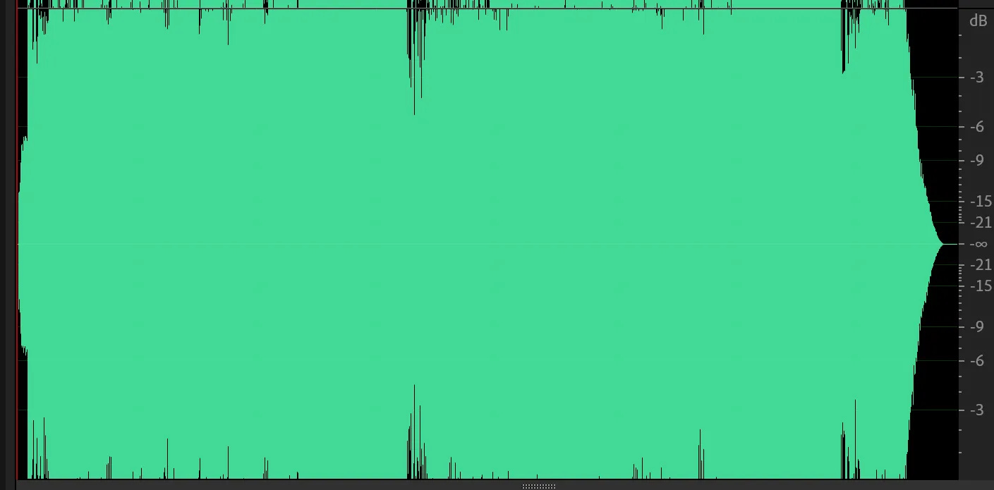 A screenshot of a fat, sausage-like audio waveform. In figuring out how to make your music louder, attempts that sound either good or not-so-good will end up looking something like this. A screenshot of a fat, sausage-like audio waveform. In figuring out how to make your music louder, attempts that sound either good or not-so-good will end up looking something like this.