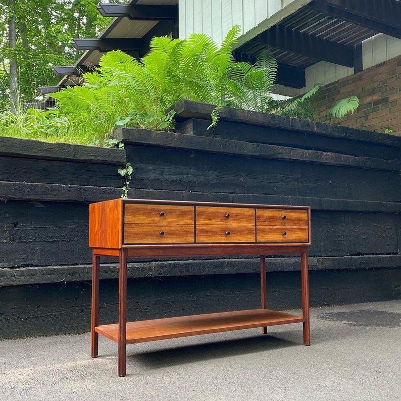Midcentury Modern Walnut and Zebra Wood Sideboard Credenza image 1