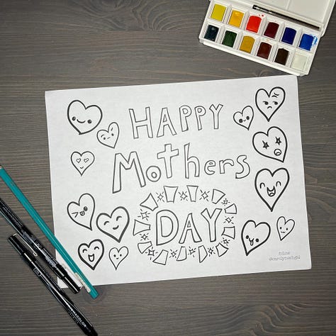 photos of coloring pages for Mother's Day