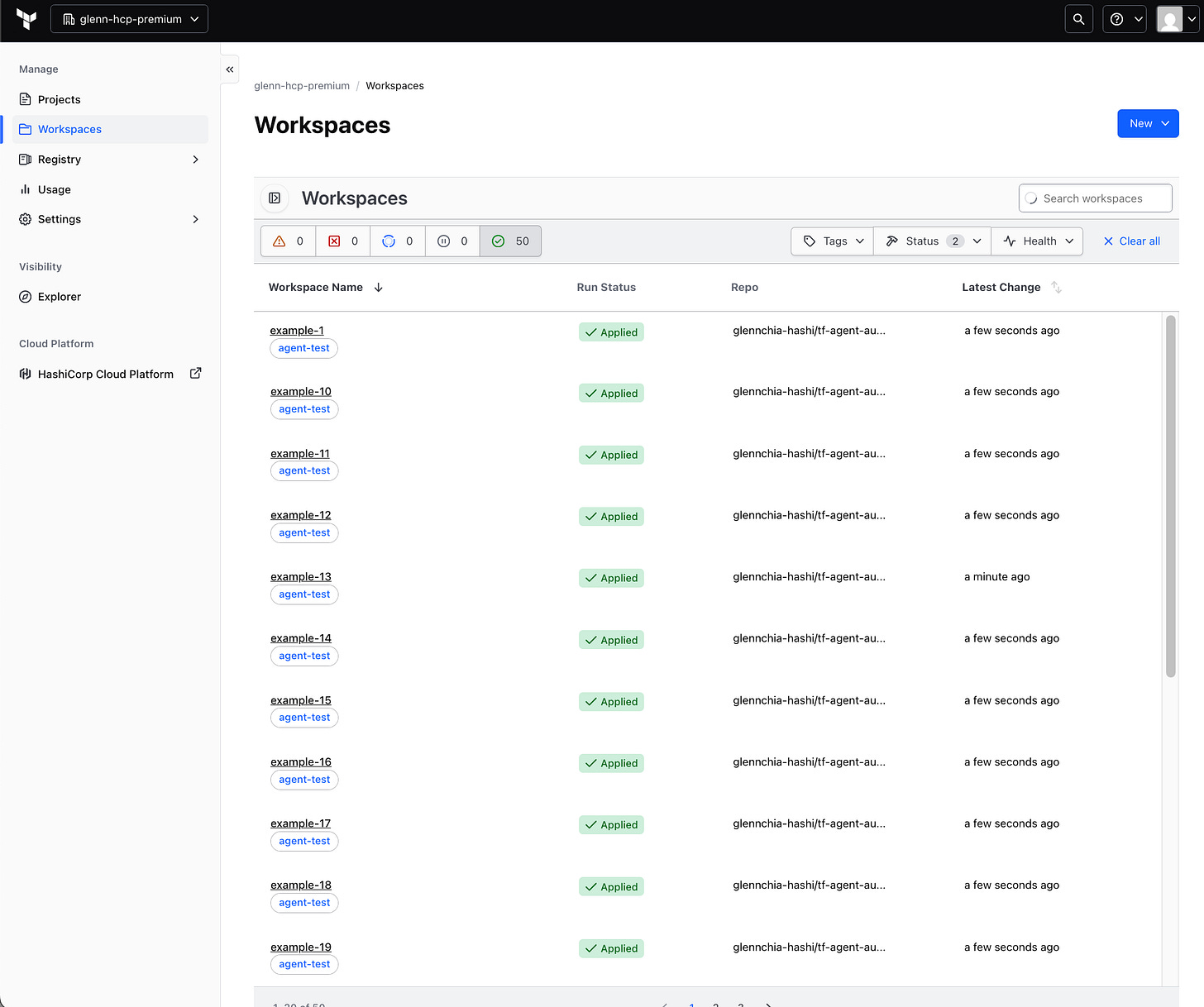 Terraform 50 workspaces applied Terraform 50 workspaces applied