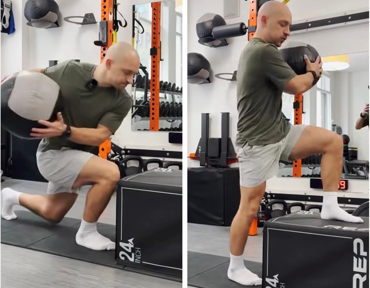 a man doing a twist exercise with a ball