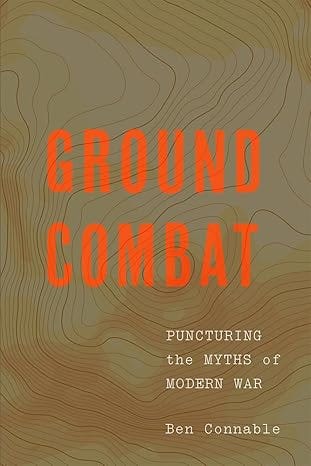 Book cover for Ground Combat by Ben Connable, with large orange title text on a tan topographic-map background.
