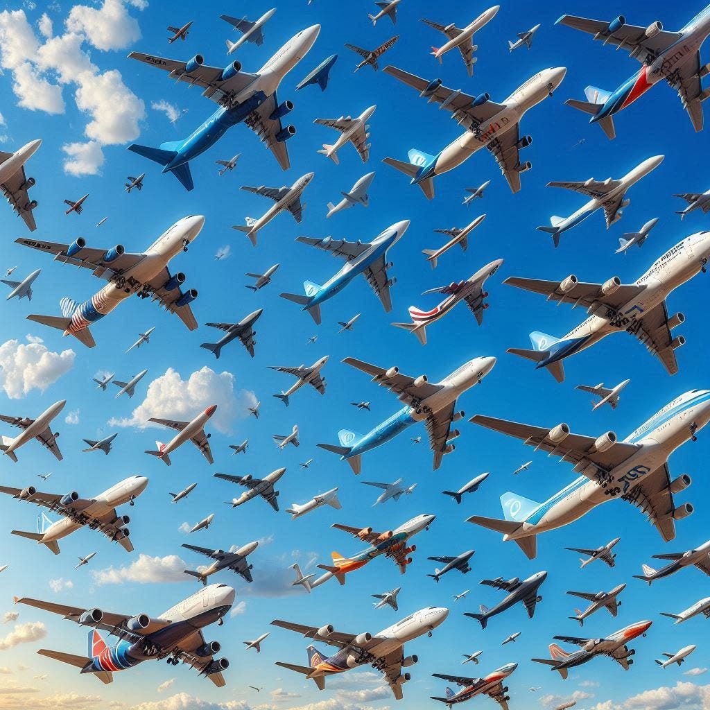 lots of big aircraft flying overhead