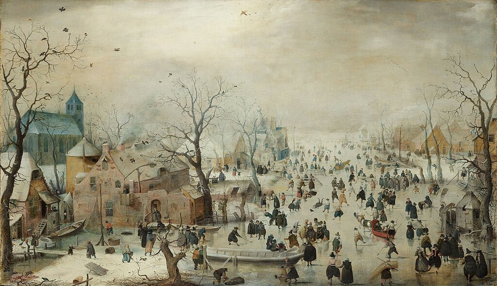 Winter Landscape with Ice Skaters by Hendrick Avercamp (1585 to 1634)