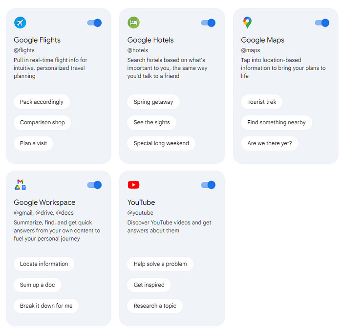 Google Gemini app integration.