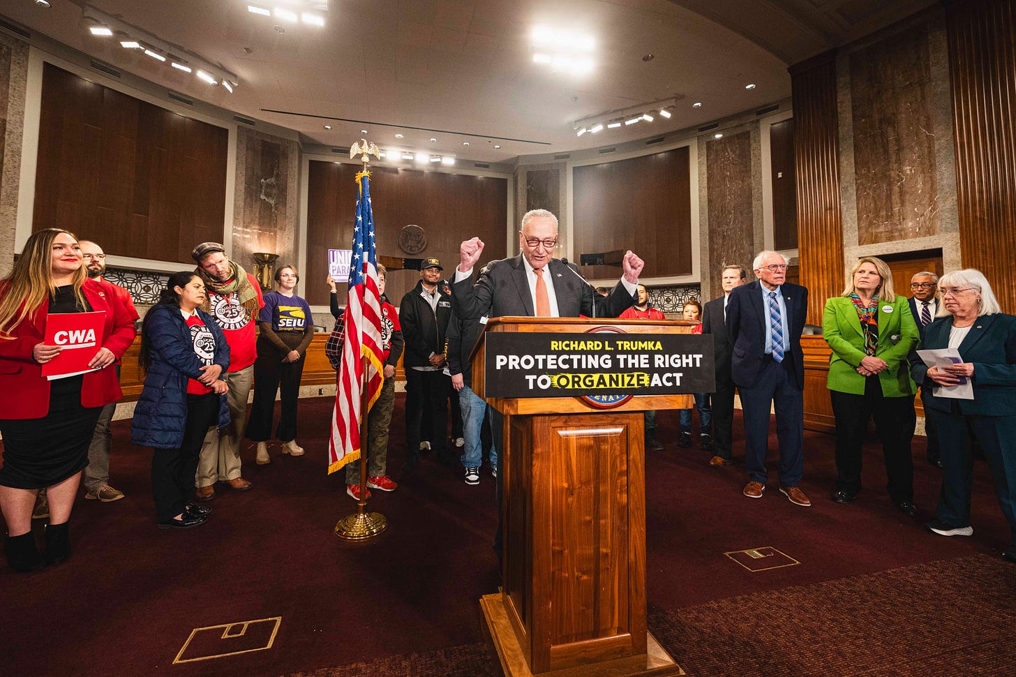 Senator Schumer, Senator Sanders, Senator Murray, House Members, and labor leaders hold a press conference to reintroduce the PRO Act, March 5, 2025.