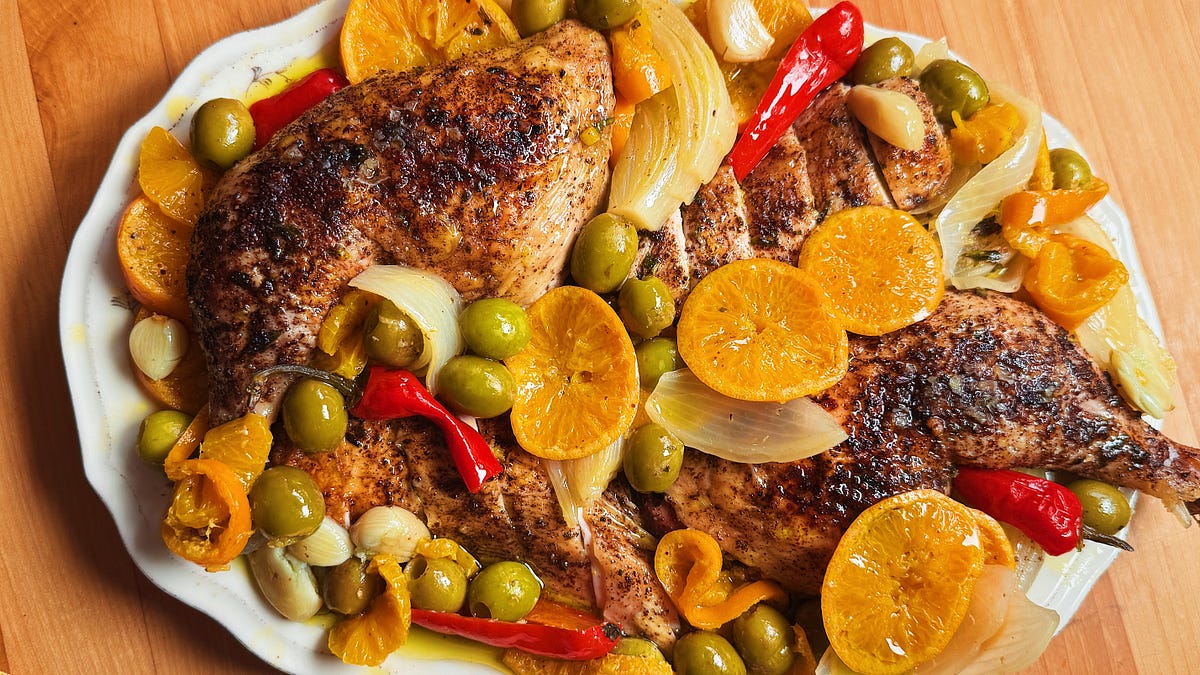 Mandarin Orange Chicken Roast with Green Olives