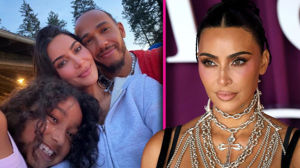 Image of Kim Kardashian and her boyfriend Lewis Hamilton enjoyed a getaway with Kardashian's kids. 