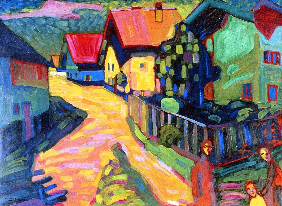 Murnau Street With Women (1908) by Wassily Kandinsky Murnau Street With Women (1908) by Wassily Kandinsky