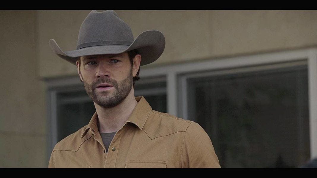 Jared Padalecki looking confued at gay brother Keegan Allen in cowboy raw hat. Jared Padalecki looking confued at gay brother Keegan Allen in cowboy raw hat.