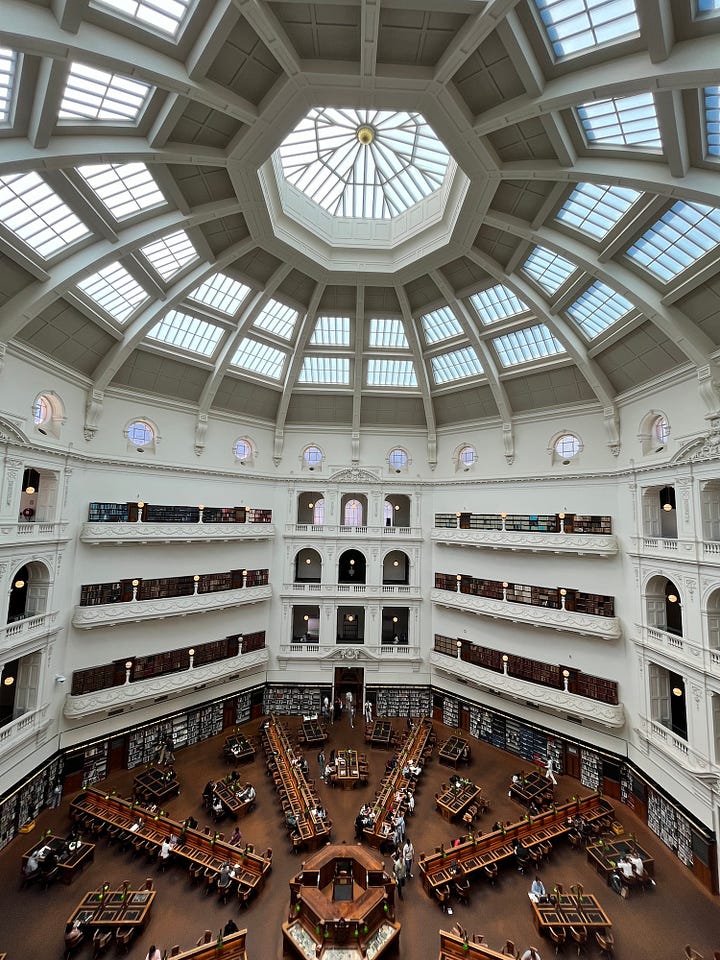 Cells at the Justice & Police Museum/Pulp fiction, State Library, Melbourne/main reading room/1920s abortionist