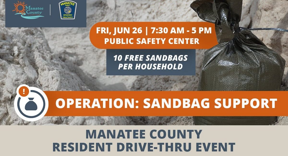Manatee County to Distribute Free Sandbags During June 26 Drive-Thru Event
