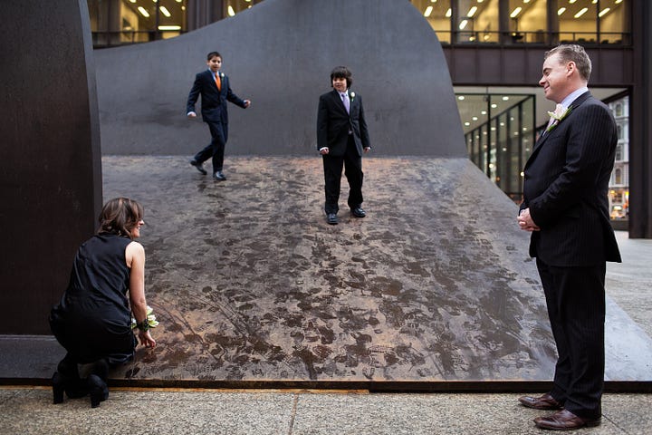 SL offering a bouquet to Picasso after our wedding. February 2011 & The Gateway Arch, April 2014