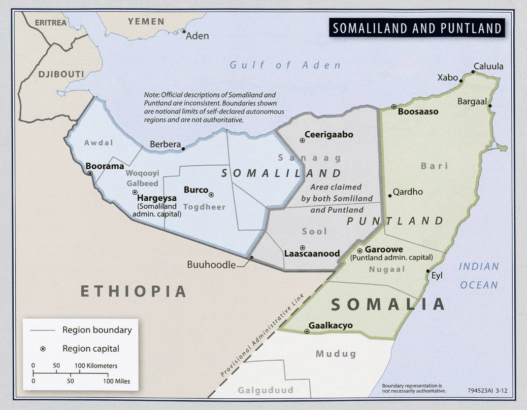 Large detailed map of Somalia Somaliland and Puntland - 2012 | Somalia ...