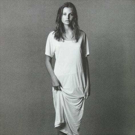 vogue italia 1993 bridget hall steven meisel t-shirt black white