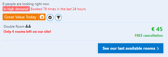 Only one roomHow Booking.com Creates a Sense of Urgency Only one roomHow Booking.com Creates a Sense of Urgency