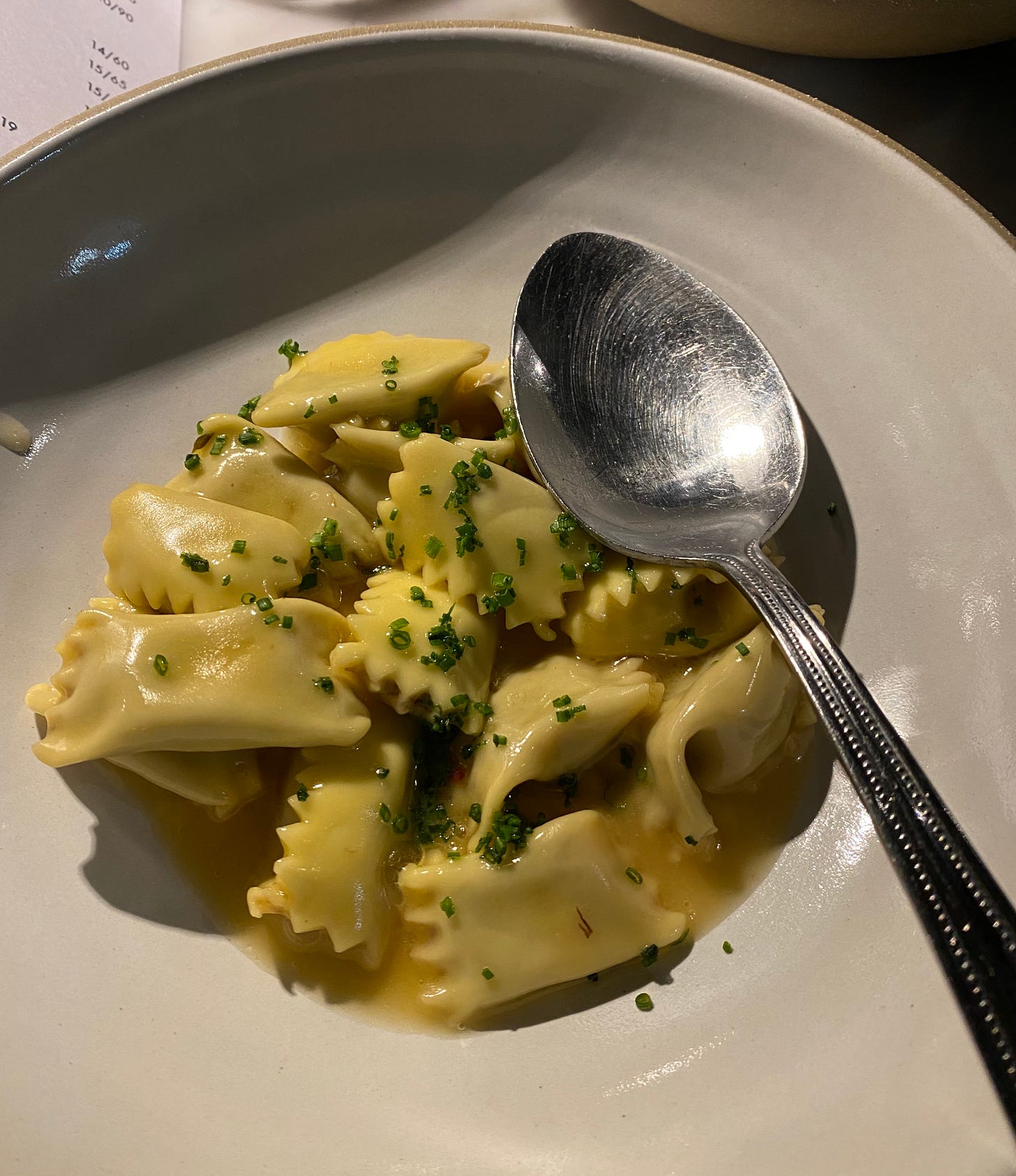 short rib agnolotti pasta at Forsythia in NYC