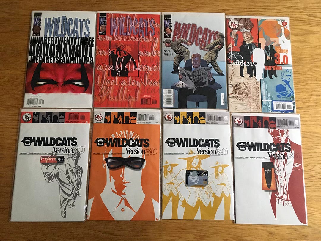 A selection of front covers to the Wildcats comic book