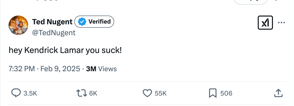 Ted Nugent: Hey Kendrick Lamar you suck!