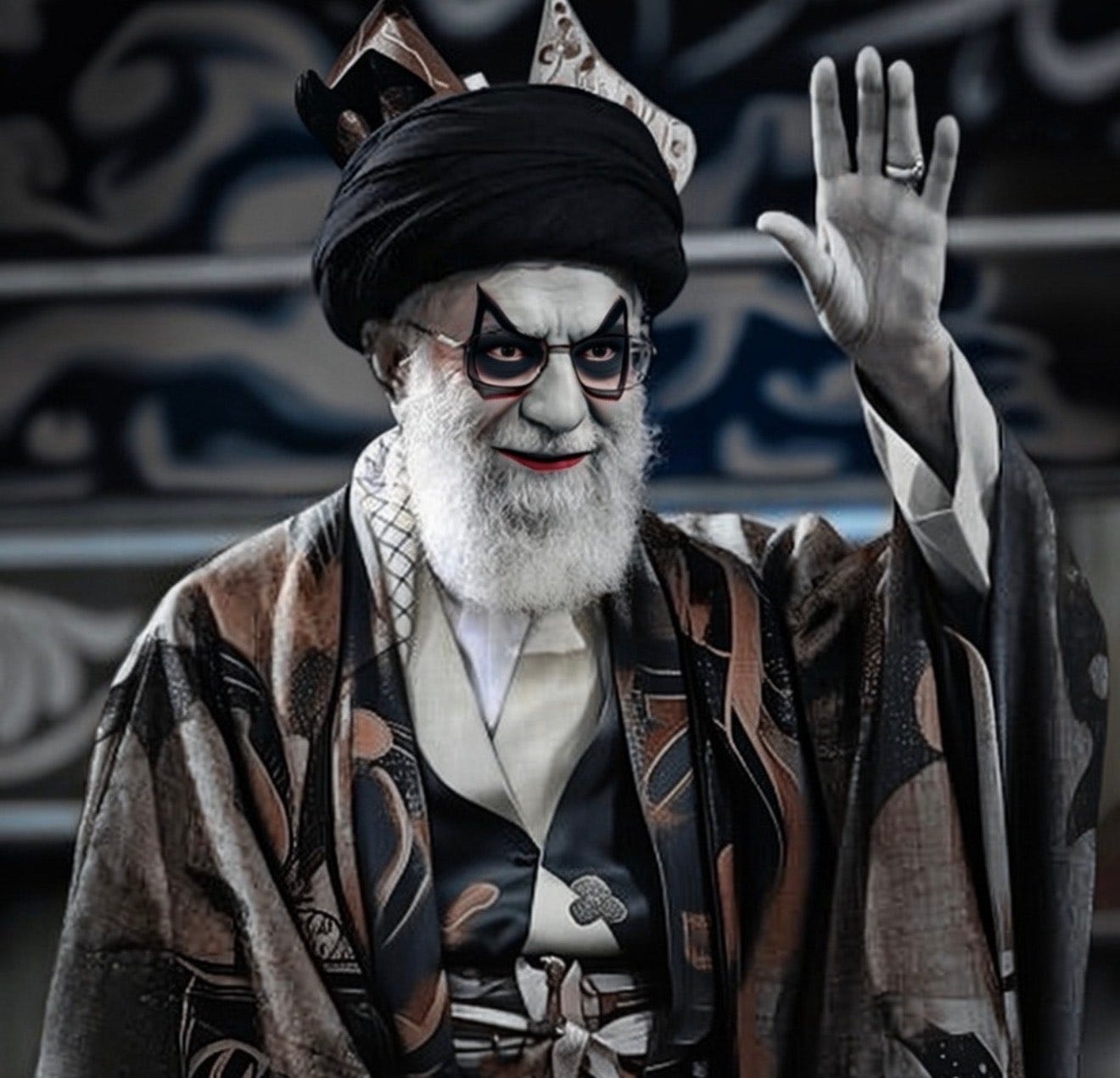 A person with white beard and white face paint waving
AI-generated content may be incorrect. A person with white beard and white face paint waving
AI-generated content may be incorrect.