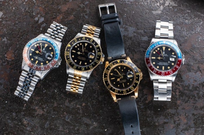 A group of Rolex GMT-Masters as seen on the table at RedBar. A group of Rolex GMT-Masters as seen on the table at RedBar.