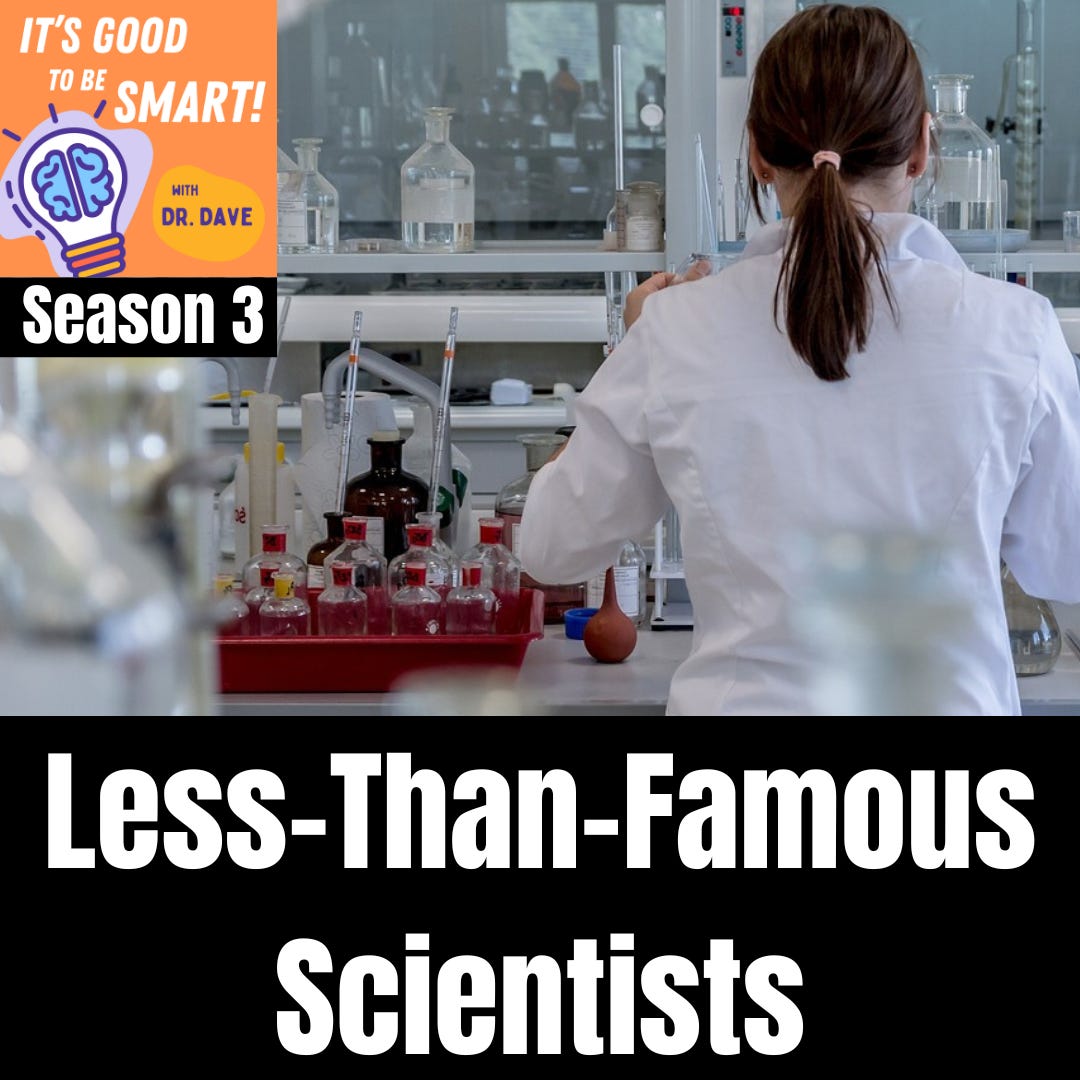 The cover image for season 3 of It's Good to Be Smart: "Less-Than-Famous Scientists"