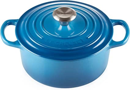 Le Creuset Signature Enamelled Cast Iron Round Casserole Dish With Lid, 18  cm, 1.8 Litre, Marseille Blue : Amazon.co.uk: Home & Kitchen
