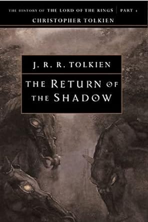 Dark brown and balk book covoer of JRR Tolkien's The Return of the Shadow Dark brown and balk book covoer of JRR Tolkien's The Return of the Shadow
