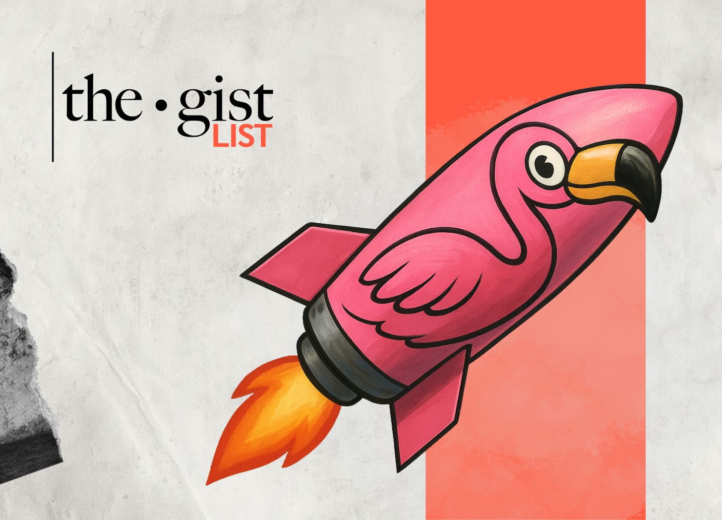 A pink missile shaped like a cartoon flamingo, complete with a beak and wing outlines representing the Ukrainian flamingo missiles.
