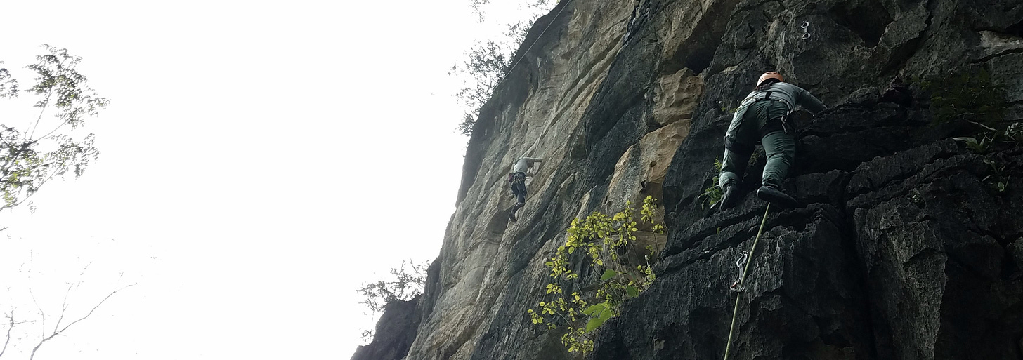 Rock climbers on a cliff