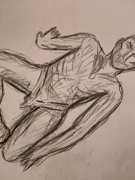 sketches of nude made in a life drawing class
