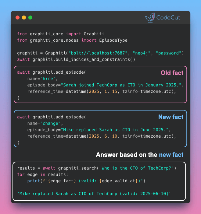 Code example: Build AI Agent Memory with Graphiti Knowledge Graphs