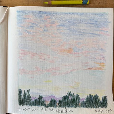 Mixed media sketches, copyright 2025, Wren Allen.