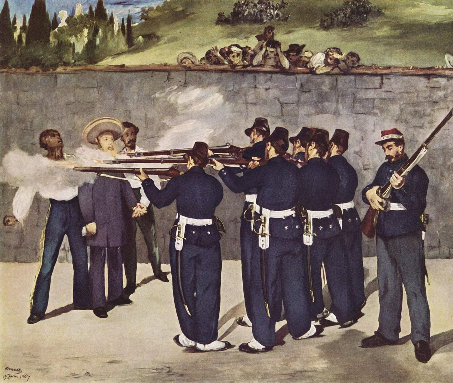 Manet painting of firing squad execution scene Manet painting of firing squad execution scene