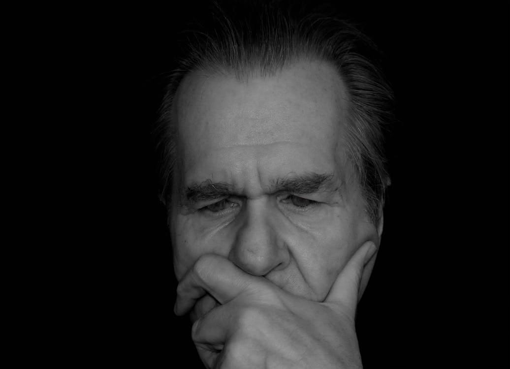 Free Man's Face Greyscale Picture Stock Photo