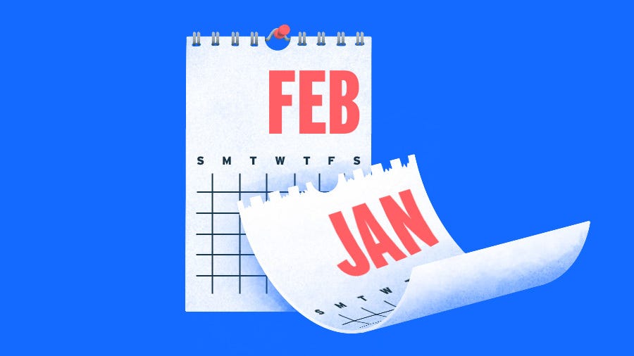 Jan Calendar page being torn off to make way for Feb. [Dom Guman]