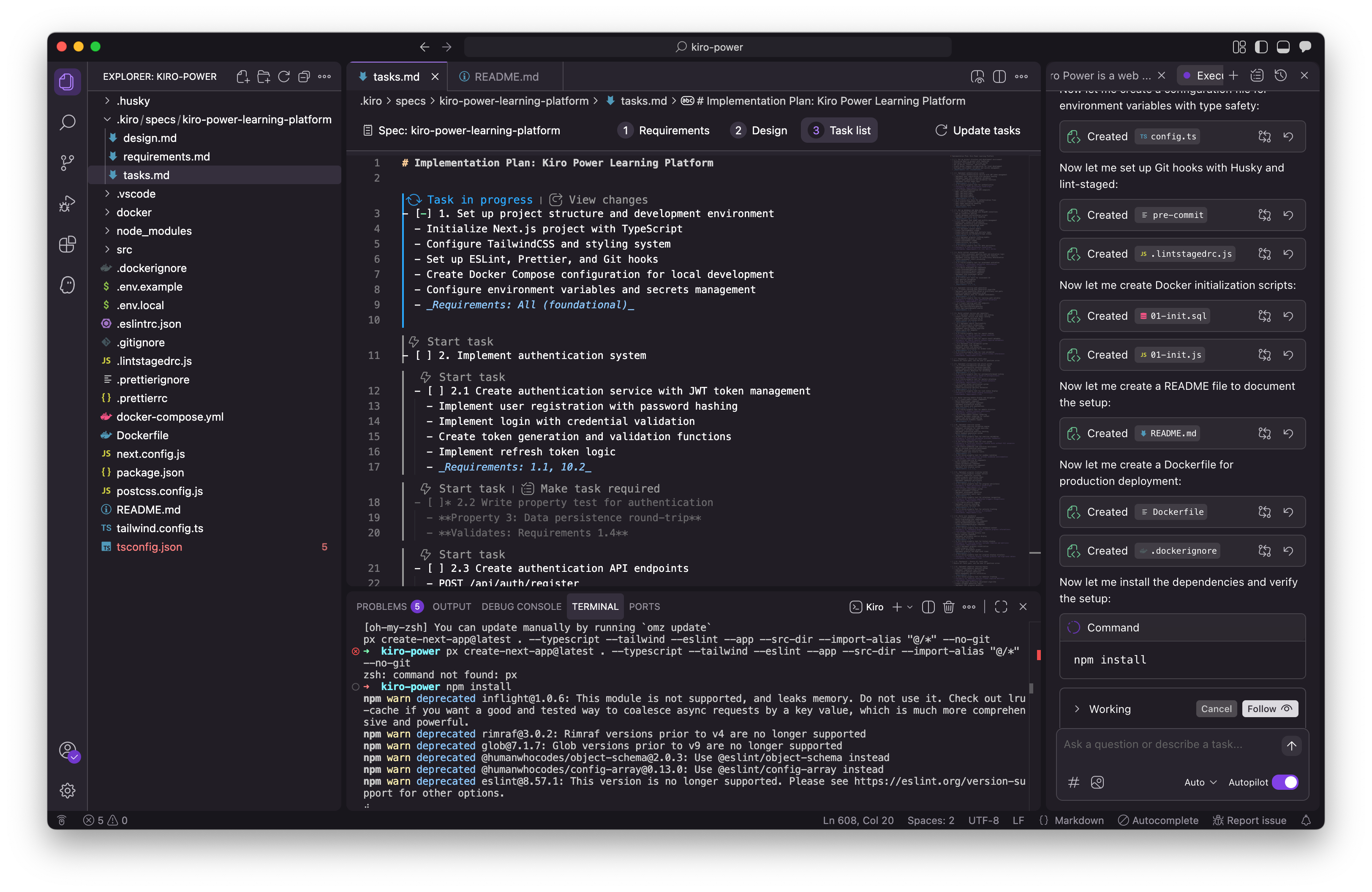 Kiro Interface Kiro Power - Building a multi-agent, adaptive learning web app in an hour!