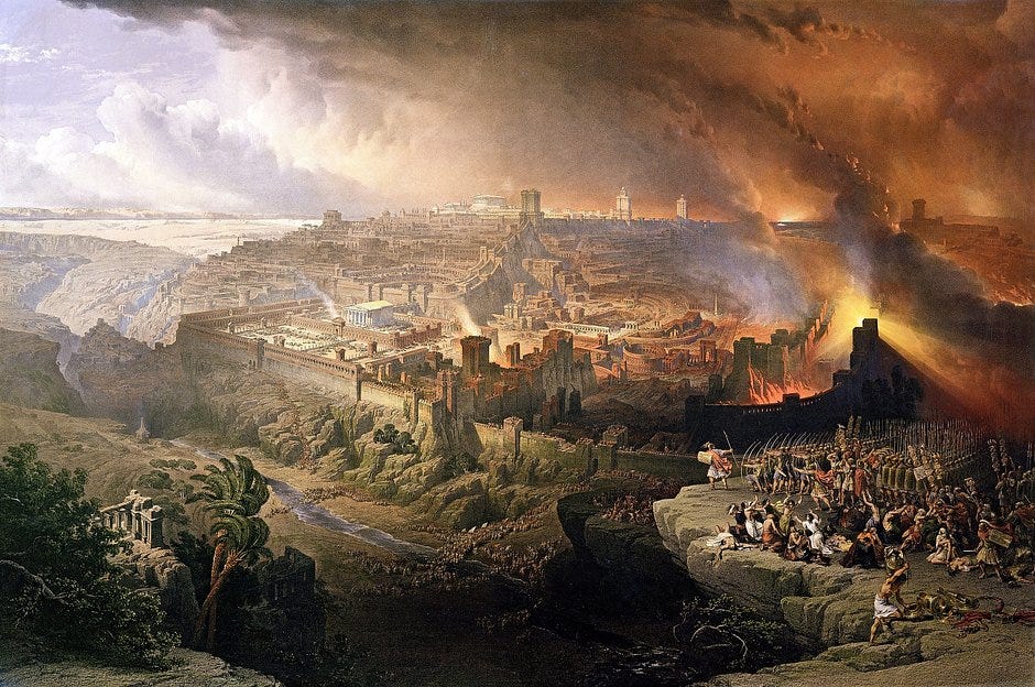 Destruição do Segundo TemploPintura de David Roberts “O Cerco e Destruição de Jerusalém pelos Romanos” Destruição do Segundo TemploPintura de David Roberts “O Cerco e Destruição de Jerusalém pelos Romanos”