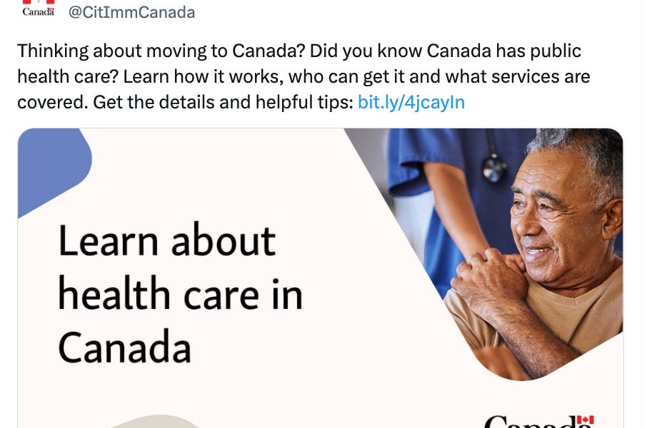 Liberal govt advertises Canada’s ‘free’ healthcare to migrants