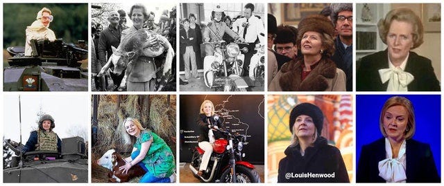 Images of Truss “cosplaying” as Thatcher.