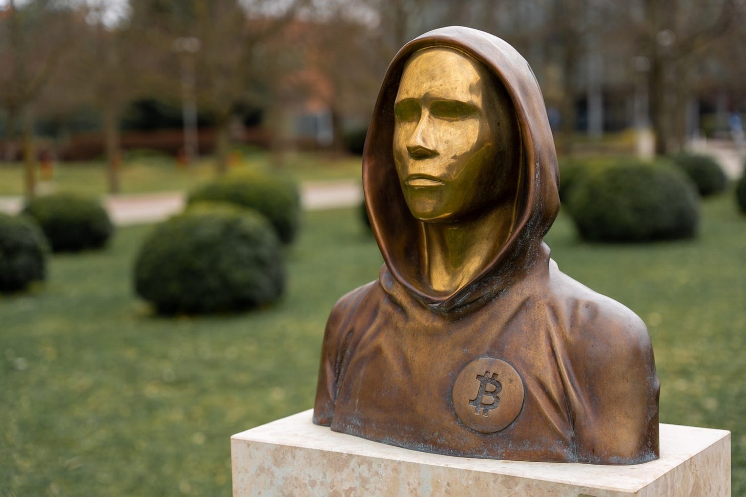 Satoshi Nakamoto monument in Budapest, Hungary (Nominesine / Shutterstock.com)
