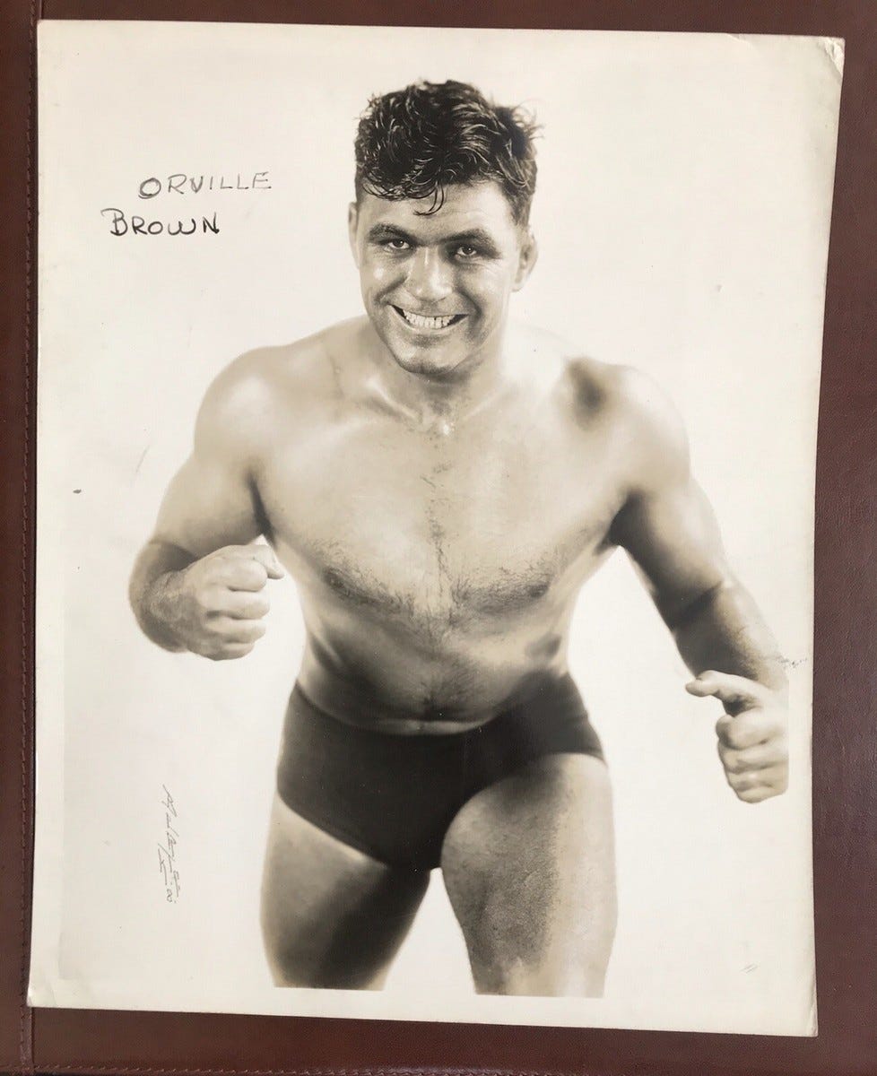 1930s Wrestler ORVILLE BROWN Wrestling Original Promotional News Press Photo 1930s Wrestler ORVILLE BROWN Wrestling Original Promotional News Press Photo