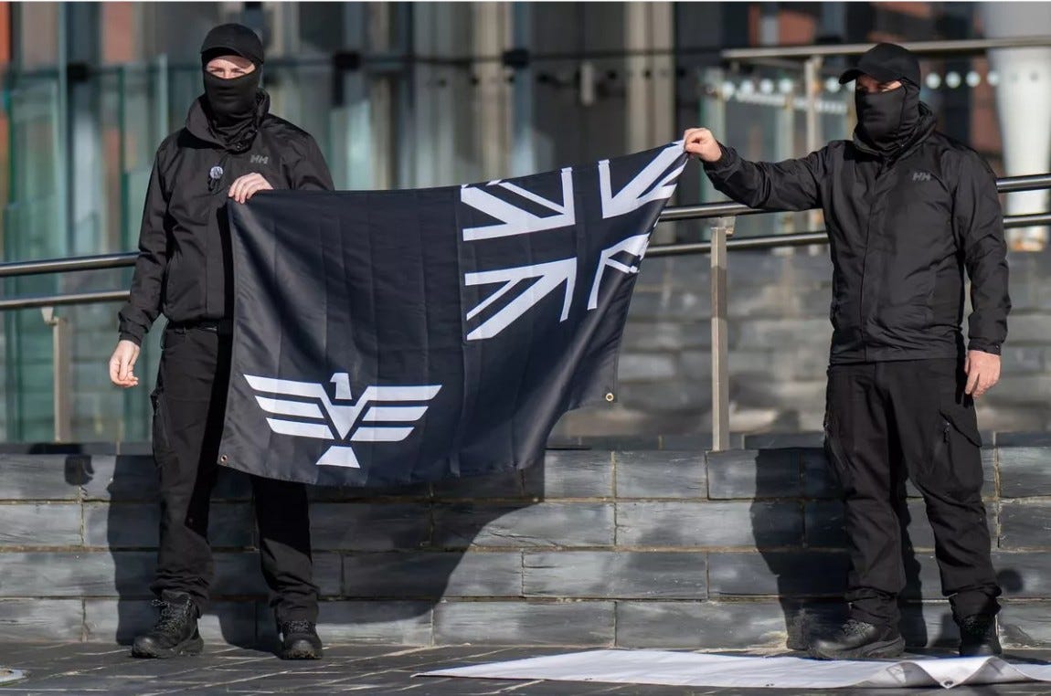 White Vanguard self-declared Nazi group poster with QR code found in Bristol city centre, November 2024. Counter Terrorism police investigating extremist recruitment material targeting colleges and universities. Example of ineffective extremism using clickbait tactics and cheap imported uniforms from fast-fashion apps like Temu. https://bit.ly/3KL9Q9u White Vanguard self-declared Nazi group poster with QR code found in Bristol city centre, November 2024. Counter Terrorism police investigating extremist recruitment material targeting colleges and universities. Example of ineffective extremism using clickbait tactics and cheap imported uniforms from fast-fashion apps like Temu. https://bit.ly/3KL9Q9u