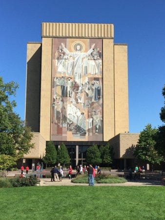 This is Touchdown Jesus. you will see a lot of Him on football Saturdays