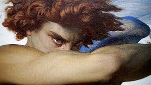 'Fallen Angel' by Alexandre Cabanel. Red-headed, pretty boy, fallen angel, crying because it fell.