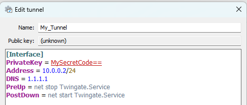 Just an example of a config with PreUp and PostDown options Just an example of a config with PreUp and PostDown options