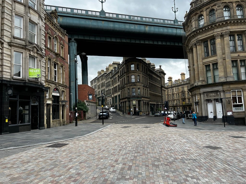 The Tyne Bridge going over Queen St, Newcastle